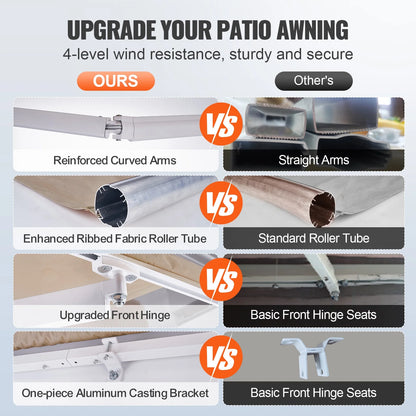 KFFKFF Patio Awning Retractable 8' x 7' Awning Sunshade Shelter with Crank Handle