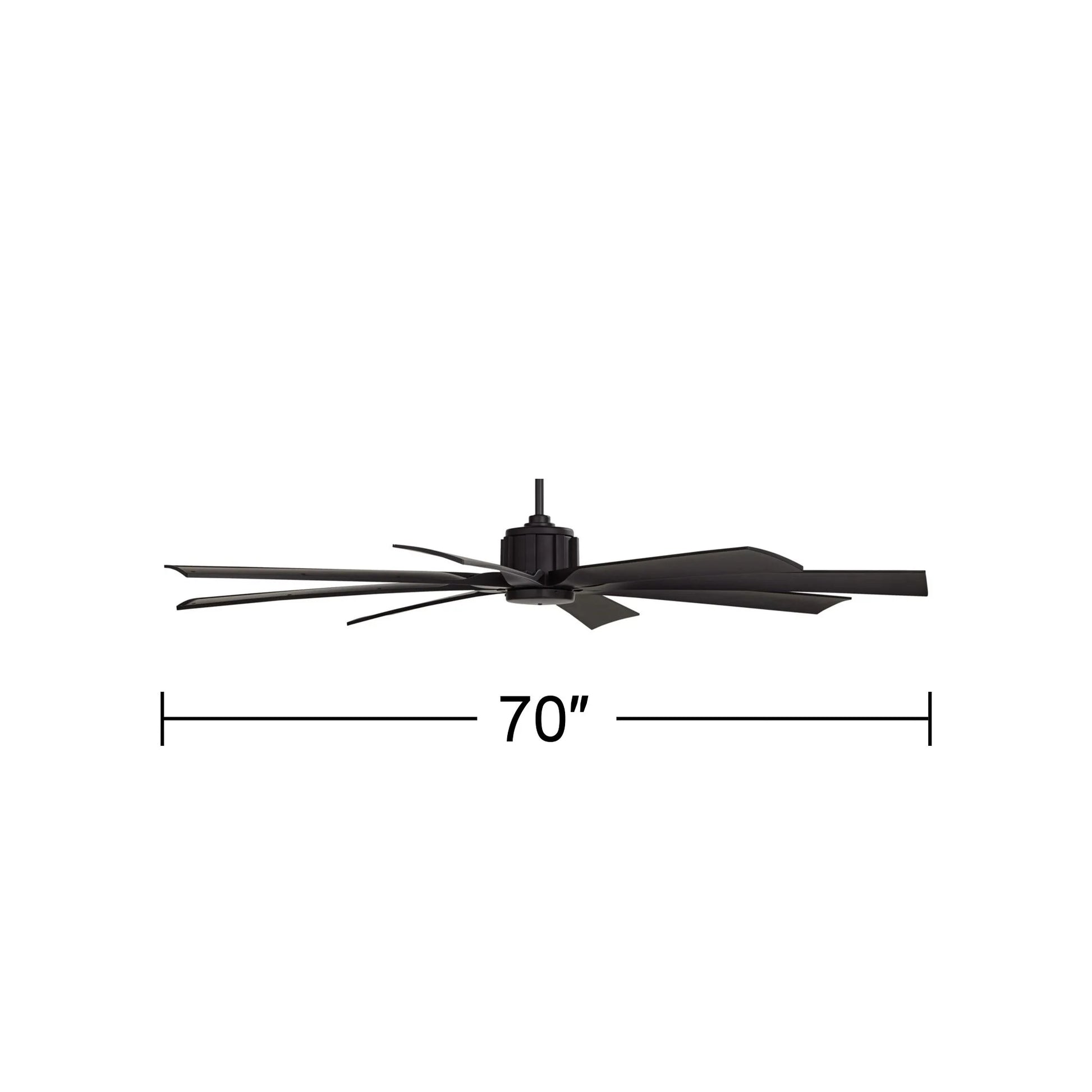 70" Possini Euro Design Modern Indoor Outdoor Ceiling Fan with Remote Control Matte Black Damp Rated for Patio Exterior House Home