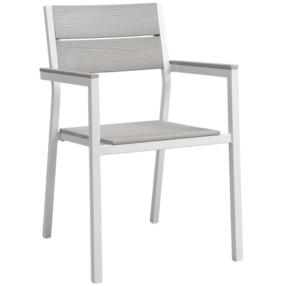 Modway Maine 7 Piece Outdoor Patio Dining Set in White Light Gray