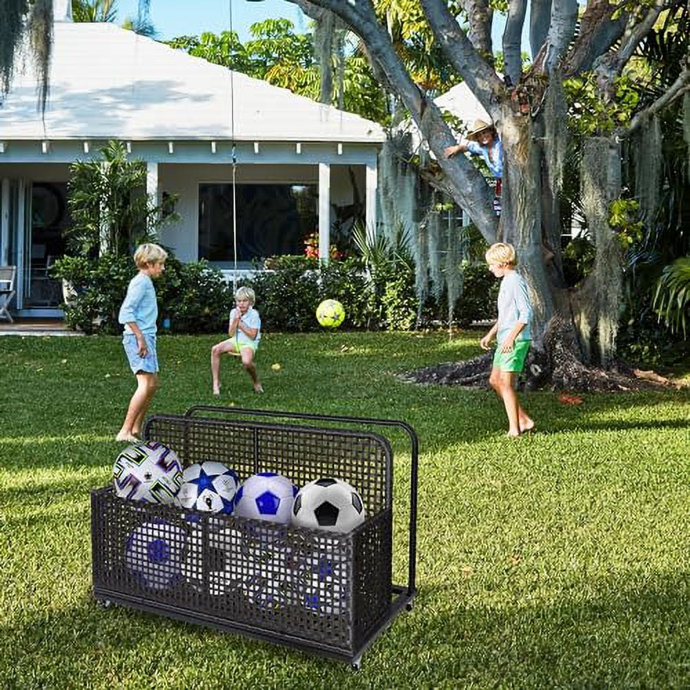 Kselythan Rolling Poolside Float Storage Outdoor Storage Box Patio Poolside Float Storage Basket PE Rattan Pool Towel Rack for Floaties, With Rolling Wheels For Floaties Patio Pool