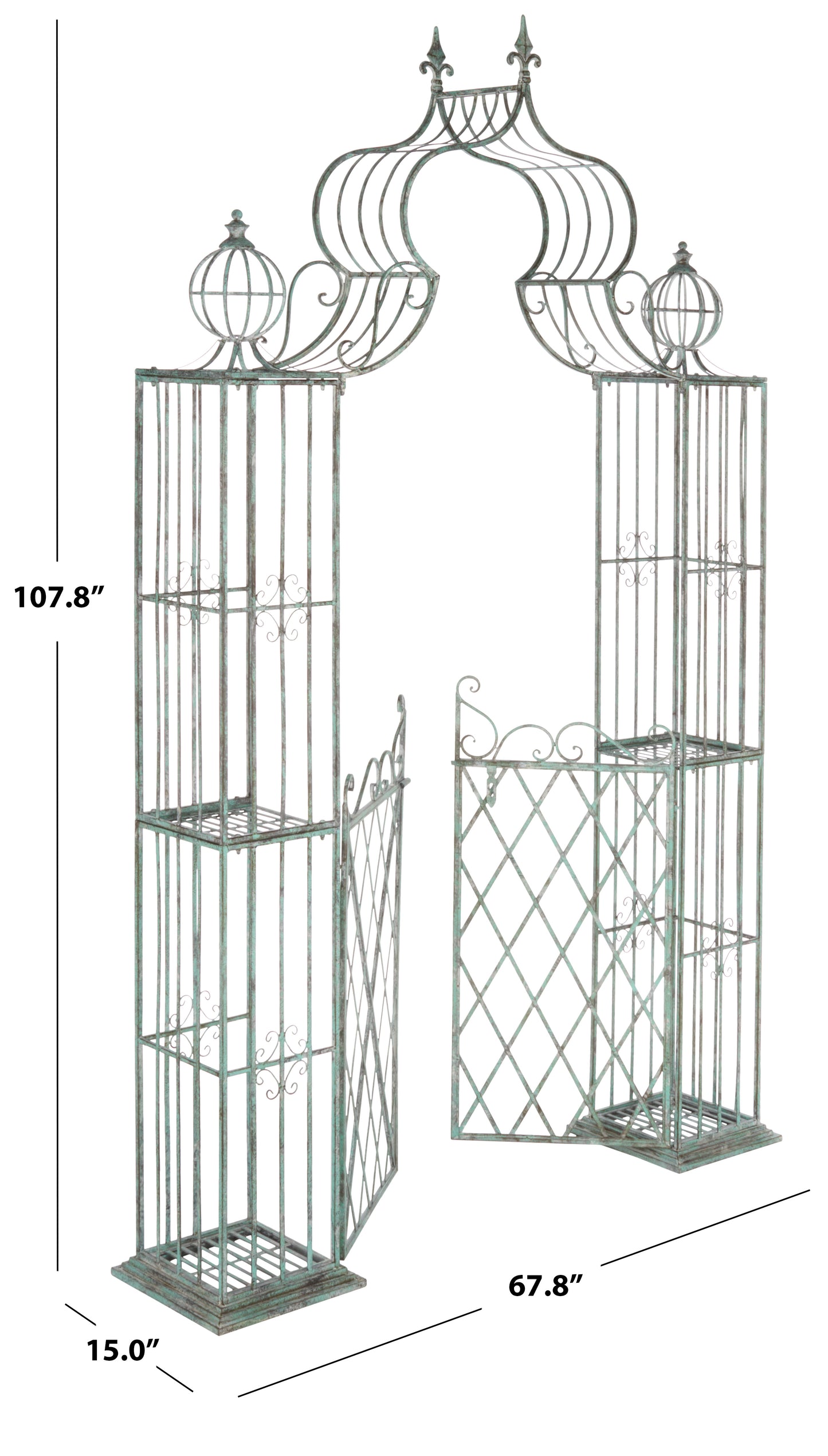 SAFAVIEH Beatrix Outdoor Patio Arbor with Door, Antique Green