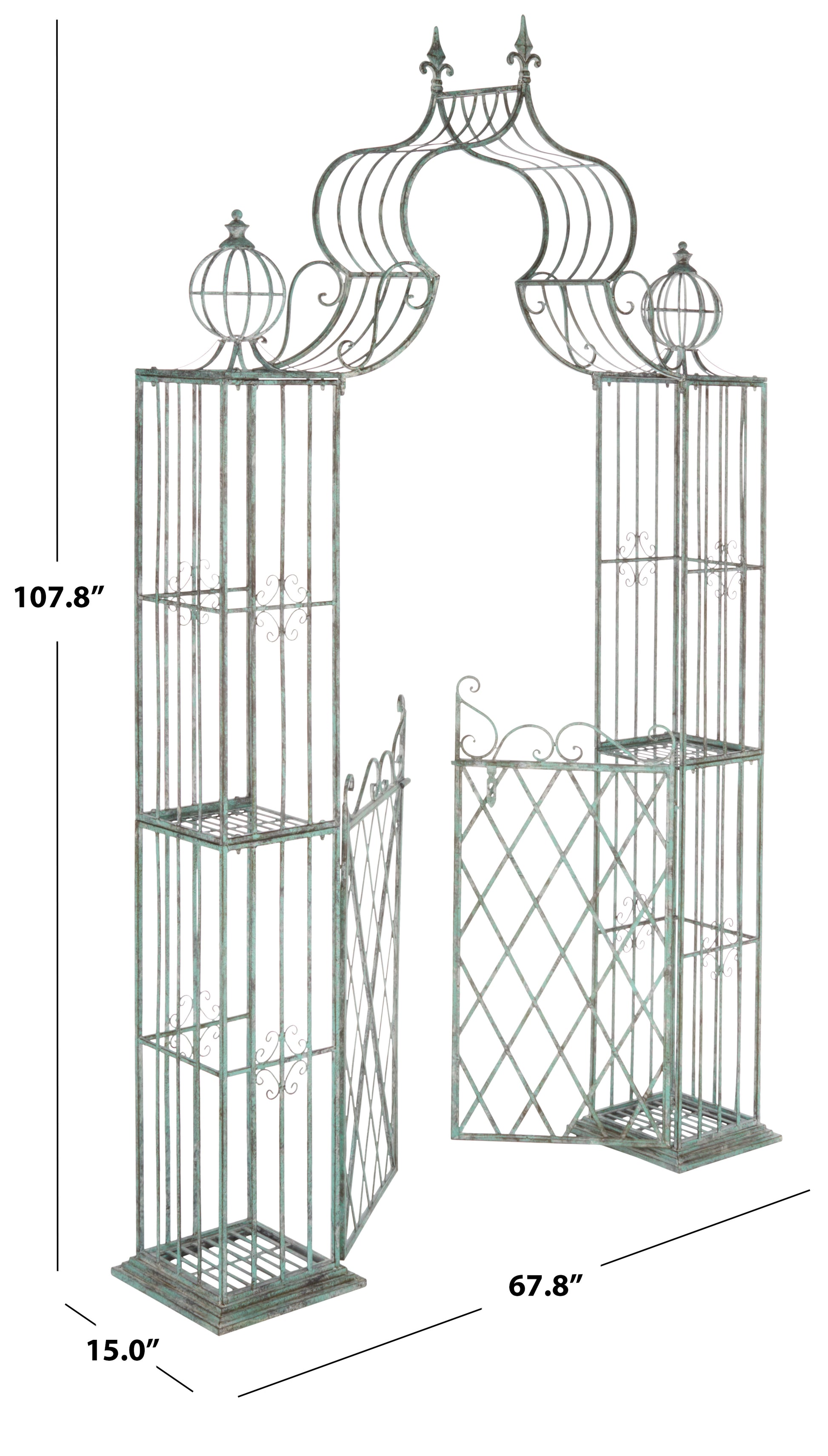SAFAVIEH Beatrix Outdoor Patio Arbor with Door, Antique Green