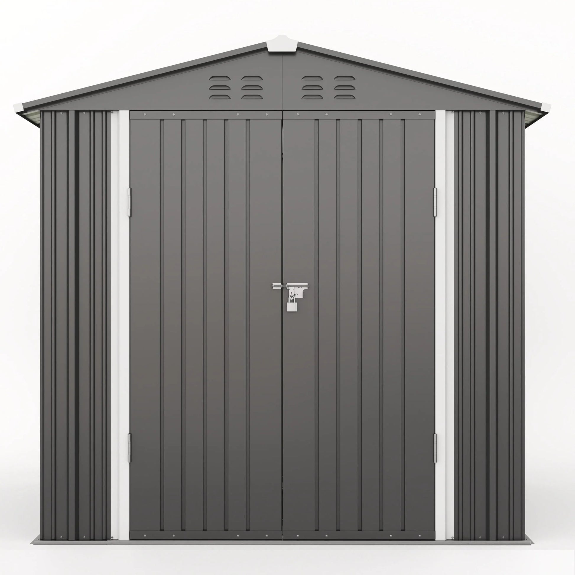 Asofer Outdoor Storage Shed, 6 x 4 FT Metal Garden Shed with Double Lockable Doors,for Backyard Patio Lawn-Dark Grey