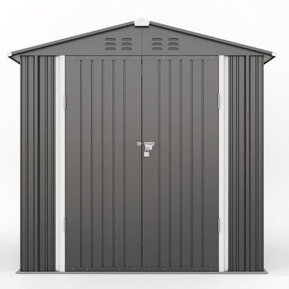 Asofer Outdoor Storage Shed, 6 x 4 FT Metal Garden Shed with Double Lockable Doors,for Backyard Patio Lawn-Dark Grey