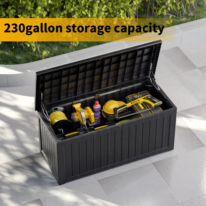 CIRUI 230 Gallon Double-Wall Resin Deck Box - Lockable Waterproof Outdoor Storage Box, 1000lbs Capacity & Doubles as Seating for Patio Furniture - Garden Tools, Pool Accessories (Black)