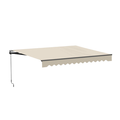 ALEKO 13' x 10' Manual Retractable Grey White Stripes Patio Awning Sunshade