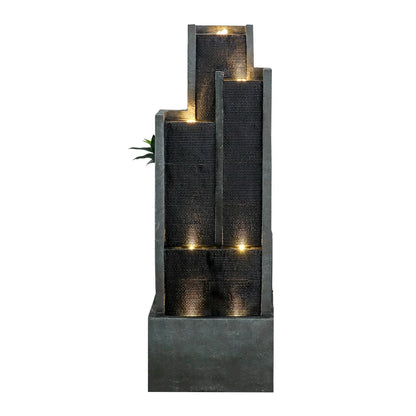 4-Tier Water Fountain with LED Lights - 50.7" H Waterfall Fountain Indoor Outdoor Water Feature for Home, Patio, Garden