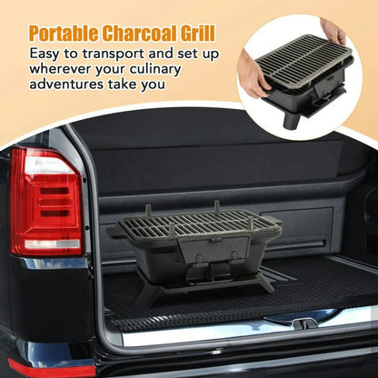Aimee Lii 100% Cast Iron Hibachi Grill with Grill Grate Lifter, Outdoor Grill for Patio Garden