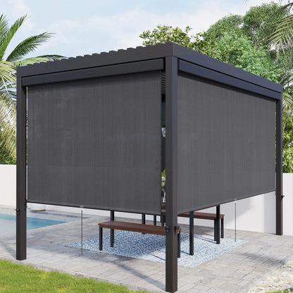 Vicllax Outdoor Patio Blinds Sun Shades Spring Roller Shade with Valance for Patio, Gray, 7'Wx8'H
