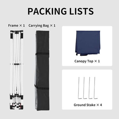 Canopy Tent, 10X10 FT Pop Up Canopy Outdoor Instant Tent Slant Legs with Carrying Bag, Portable Gazebo Shelter for Patio Deck Garden and Beach - 8X8 FT Canopy Cover (Dark Blue)