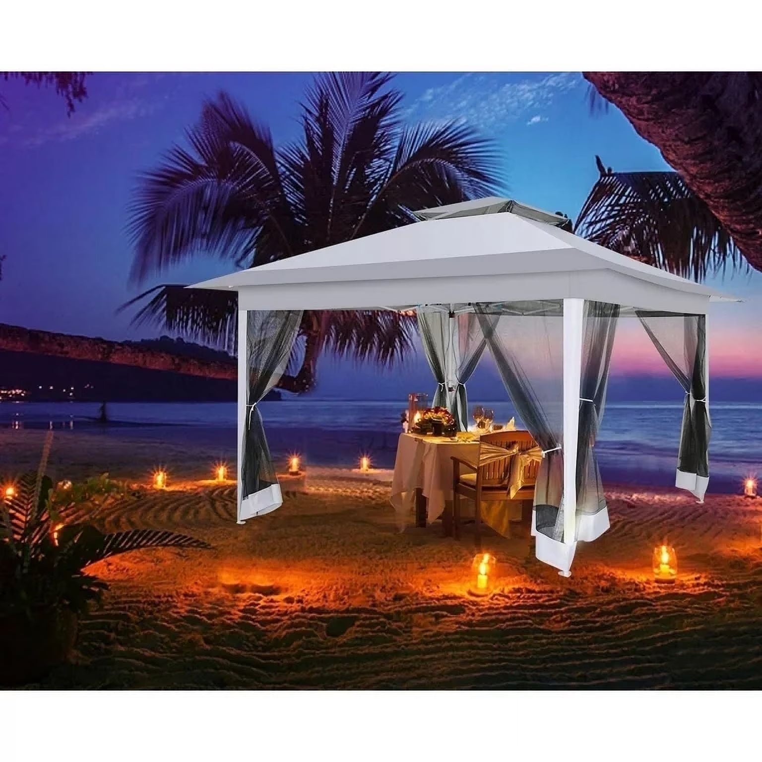 COBIZI 11x11 Pop up Gazebo Outdoor Canopy Gazebo Patio Gazebo with Mosquito Netting Canopy Shelter with 121 Square feet of Shade for Poolside, Garden, Party and Backyard, Khaki