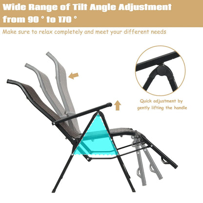 Gymax 2PCS Patio Rattan Folding Lounge Chair Recliner Back Adjustable Beach Yard Pool