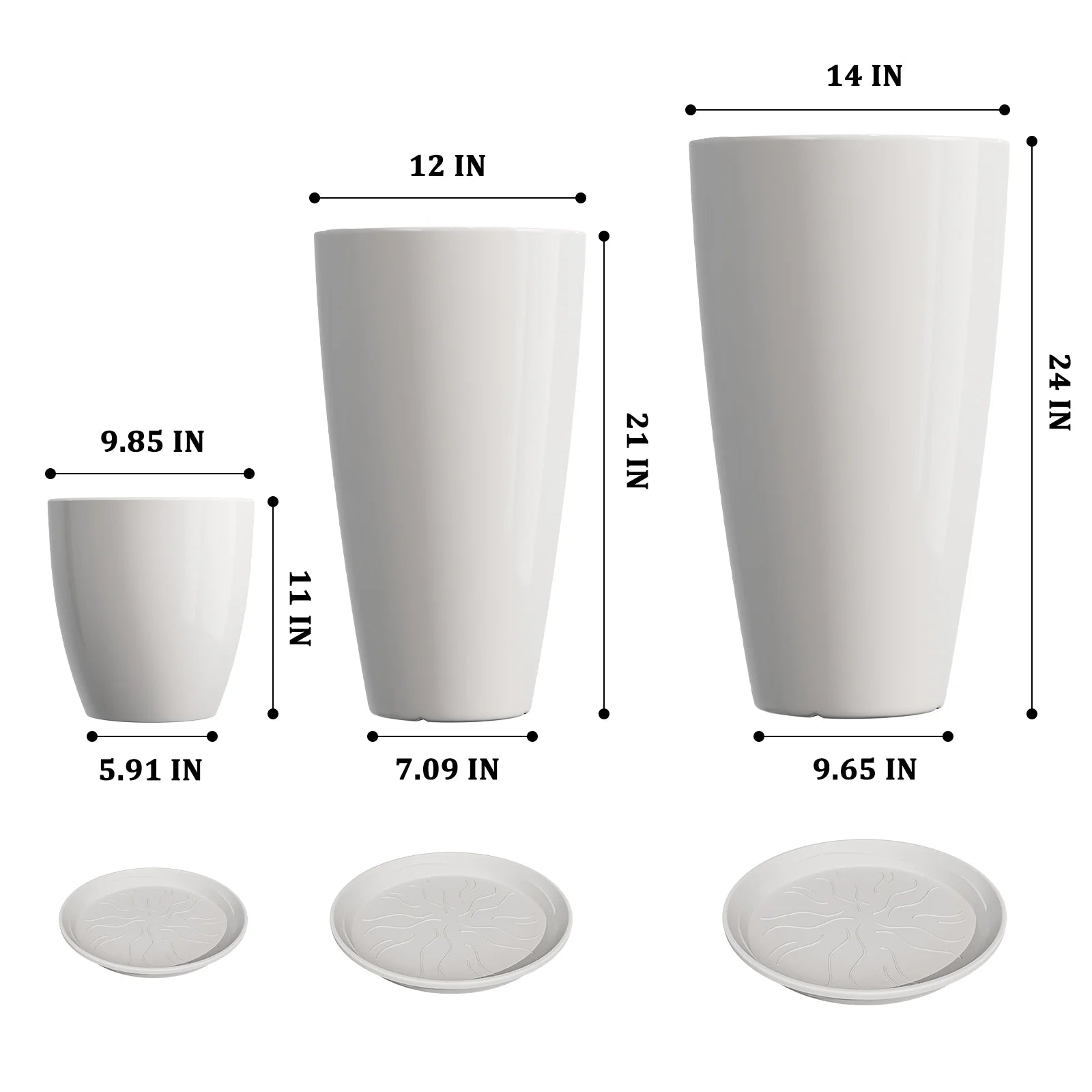 24,21,10 inch Large Planter for Indoor & Outdoor Plants, Set of 3, Sturdy Plant Flower Pots Modern Decor for Front Porch Patio,Blue