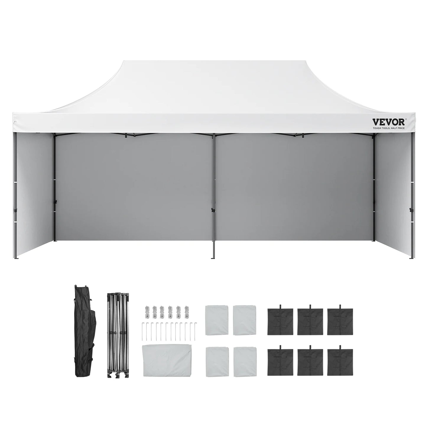 VEVOR 10x20 FT Pop up Canopy with Removable Sidewalls, Instant Canopies Portable Gazebo & Wheeled Bag,UV Resistant Waterproof, Enclosed Canopy Tent for Outdoor Events, Patio, Backyard, Party,Parking
