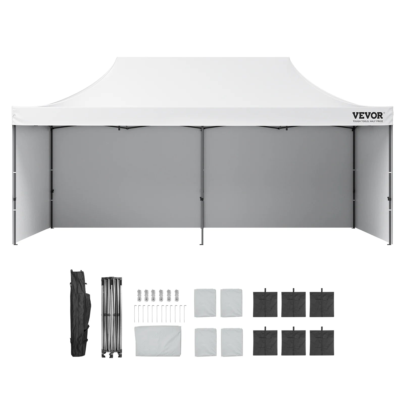 VEVOR 10x20 FT Pop up Canopy with Removable Sidewalls, Instant Canopies Portable Gazebo & Wheeled Bag,UV Resistant Waterproof, Enclosed Canopy Tent for Outdoor Events, Patio, Backyard, Party,Parking
