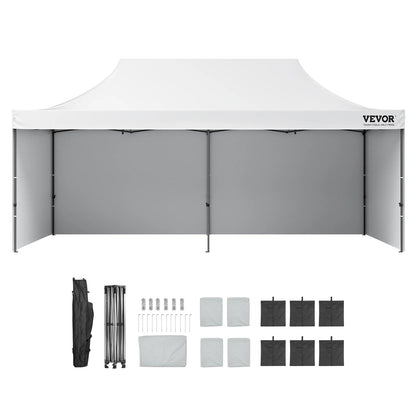 VEVOR 10x20 FT Pop up Canopy with Removable Sidewalls, Instant Canopies Portable Gazebo & Wheeled Bag,UV Resistant Waterproof, Enclosed Canopy Tent for Outdoor Events, Patio, Backyard, Party,Parking