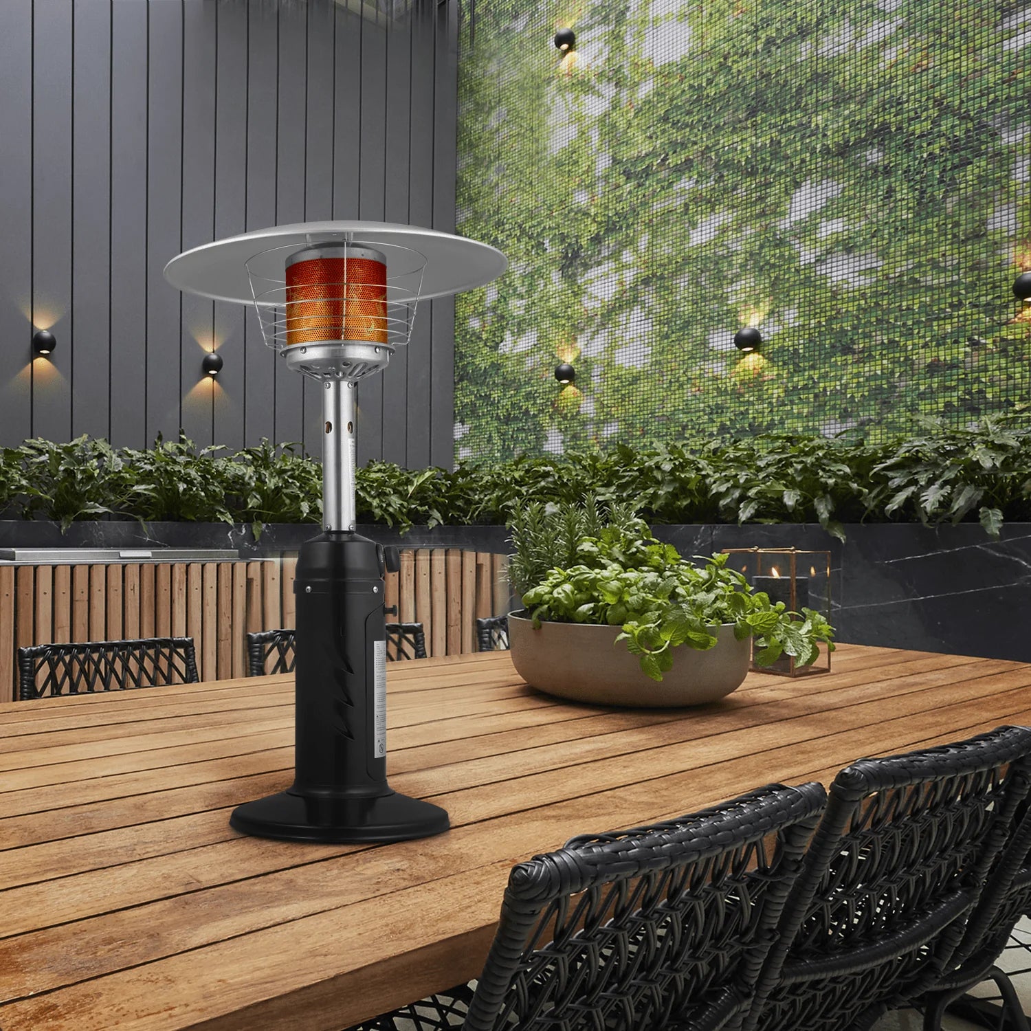 Magshion 11,000 BTU Stainless Steel Patio Heater Portable Propane Gas Standing Tabletop Patio Heater with Pilot Light for Outside Garden, Black