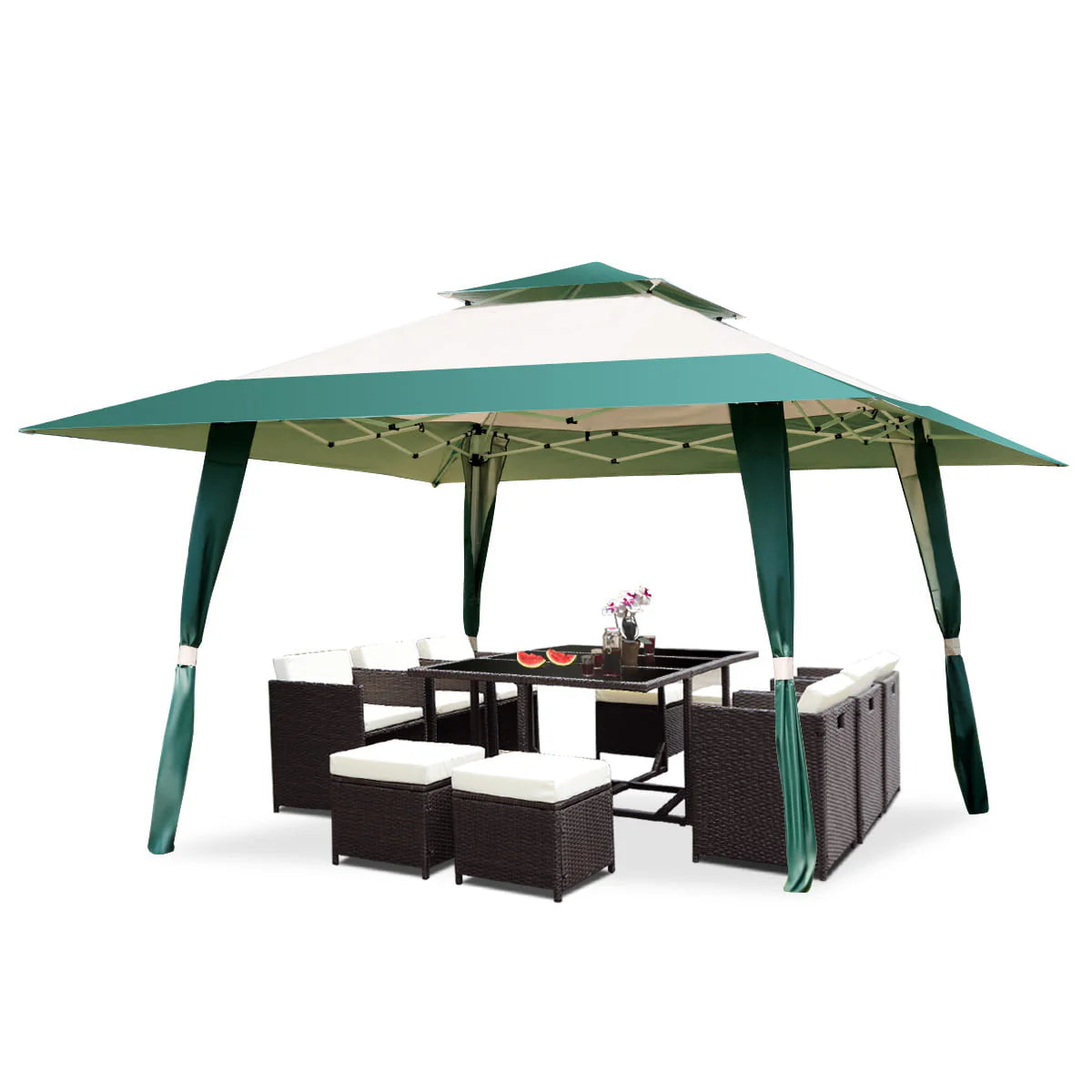 Topbuy 13'x13'Folding Gazebo Canopy Patio Outdoor Tent Party Shade Shelter Green
