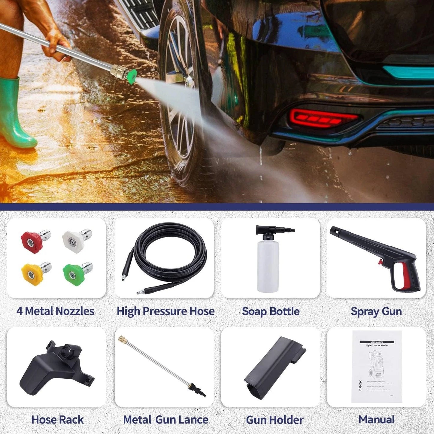 Electric Pressure Washer Power Washer - 4800PSImax 2.8GPM Wash Machine Electric Powered with Foam Cannon for Car, Floor, Garage, Patio Washing