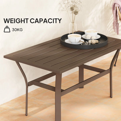 Outsunny Outdoor Coffee Table, All-Weather Rectangle Patio Coffee Table with Slatted Tabletop for Outside, Patio, Brown