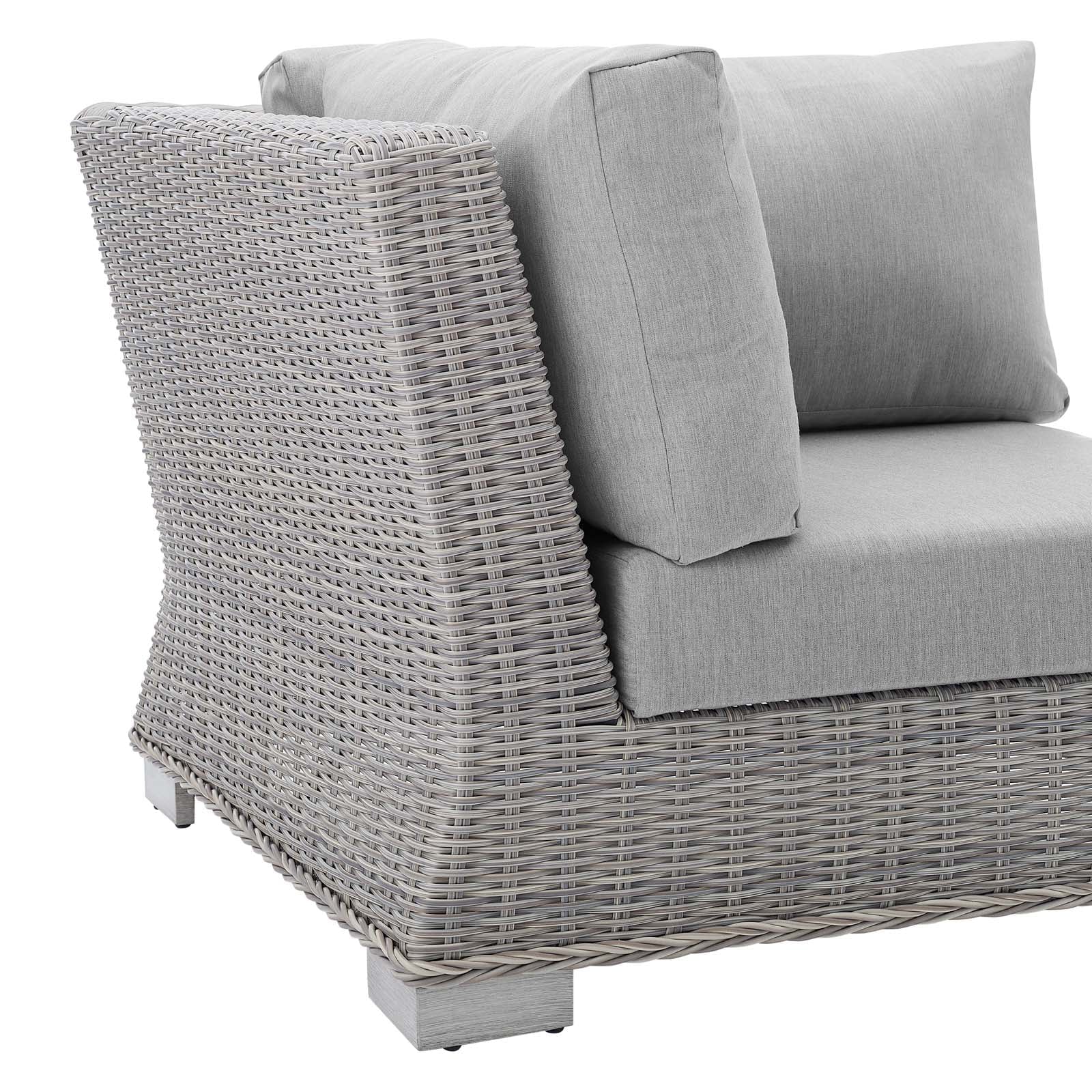 Modway Conway Sunbrella® Outdoor Patio Wicker Rattan Corner Chair in Light Gray Gray