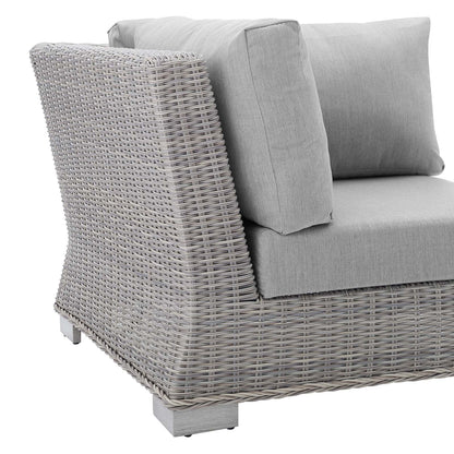 Modway Conway Sunbrella® Outdoor Patio Wicker Rattan Corner Chair in Light Gray Gray
