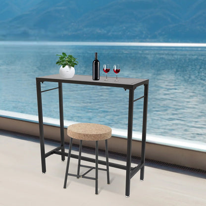 Outdoor Bar Table - 39" Narrow Rectangular Bar Height Pub Table, Tall Bar Height Table Sturdy Metal Frame Tall Table Counter with Feet, for Patio, Balcony, Dinning Room,Garden