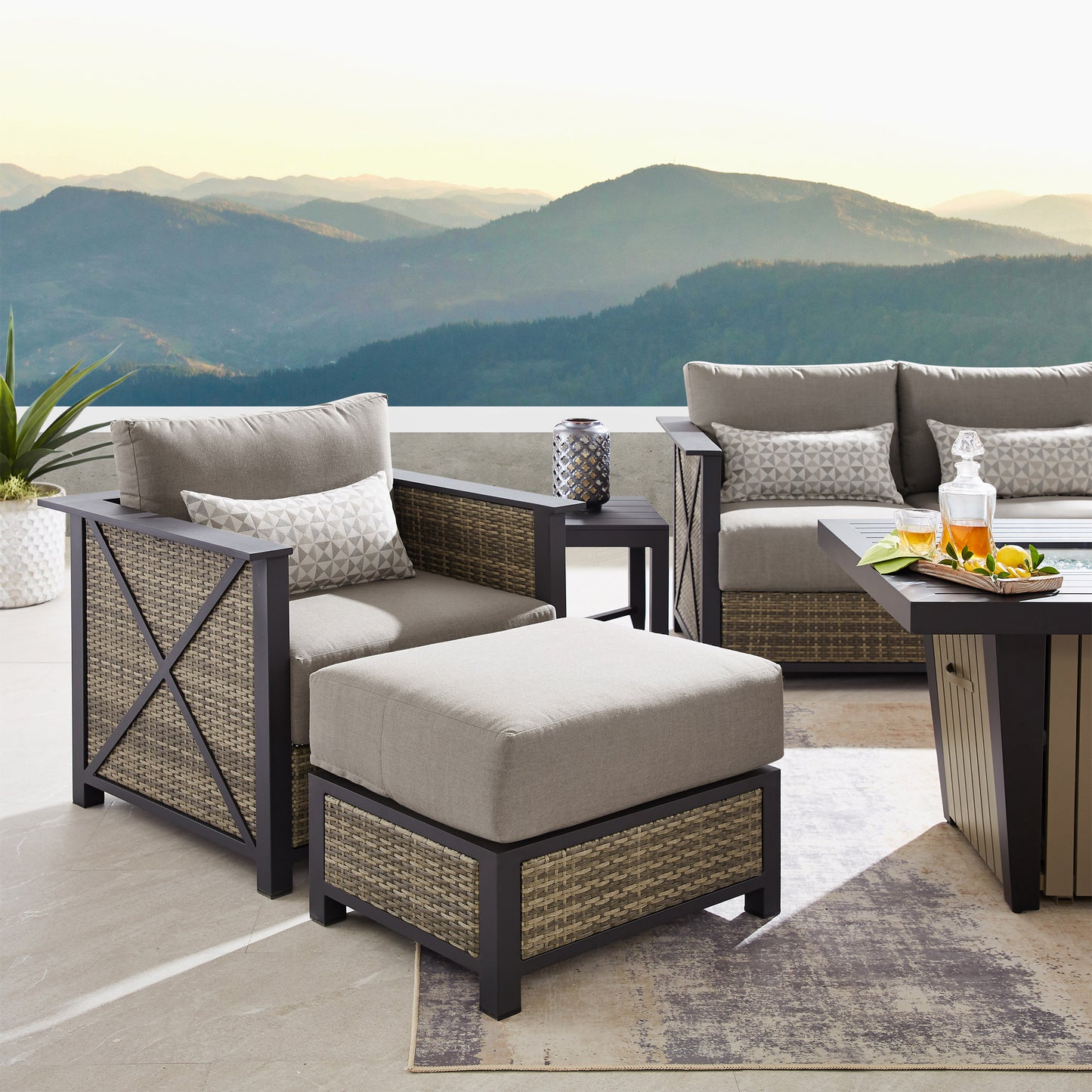 Sirio Chelsey 7-piece Fire Outdoor Patio Seating Set