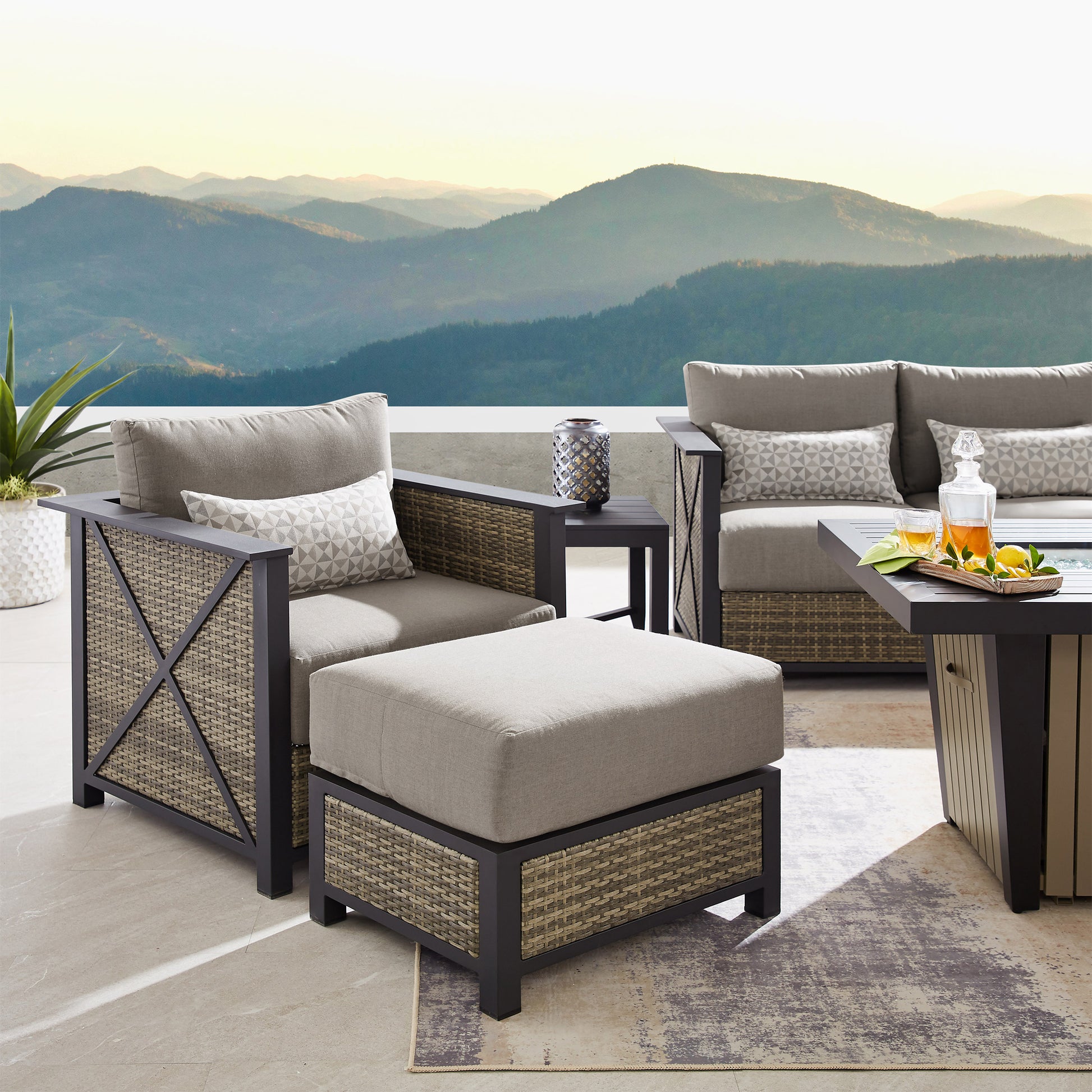 Sirio Chelsey 7-piece Fire Outdoor Patio Seating Set