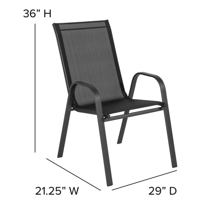 Flash Furniture Flash Furniture Brazos Series Outdoor Stackable Patio Chairs for Adults, Set of 4, Black