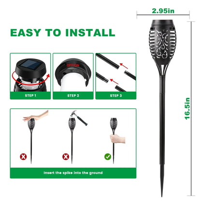 DAYBETTER 8Pack Solar Torch Lights, Flickering Flame Outdoor Lights with 96LED, Waterproof Solar Landscape and Walkway Lights Decoration for Garden Patio Yard