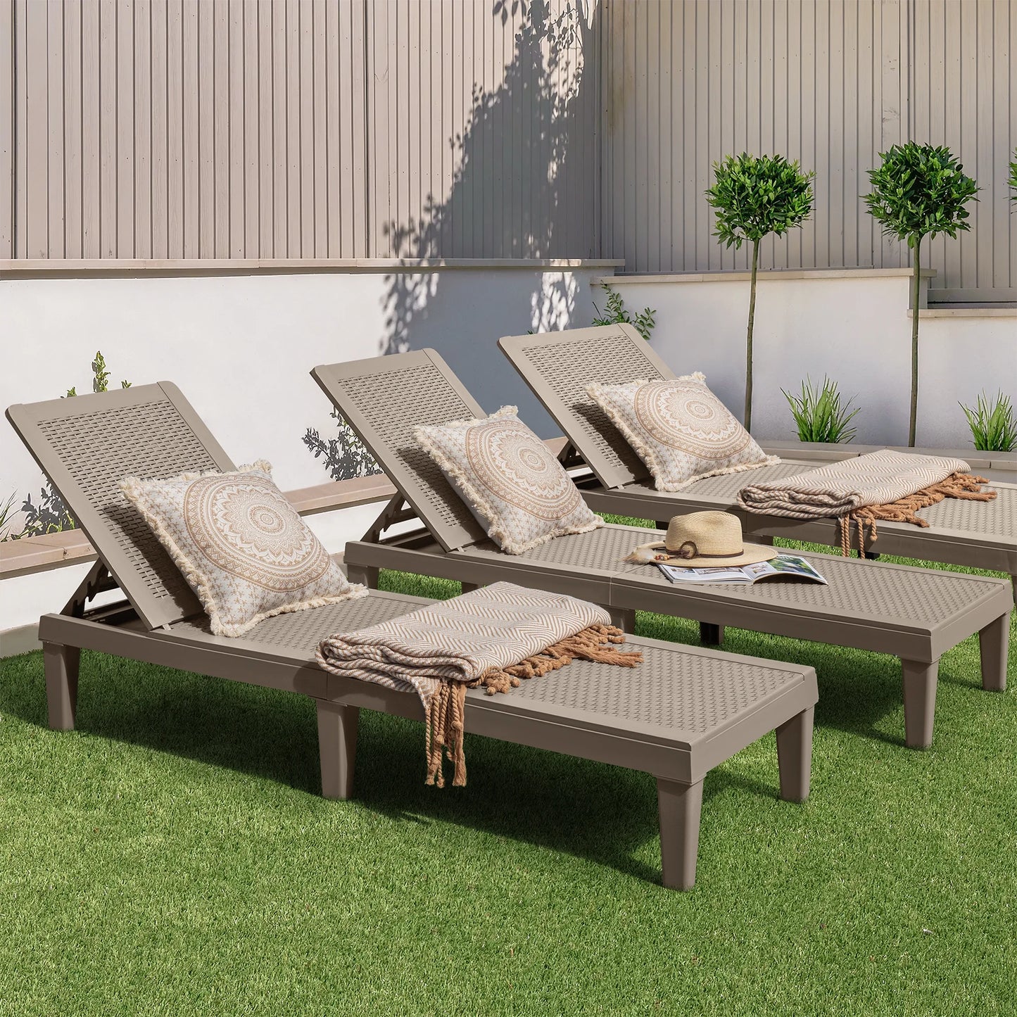 Homall 2 Pieces Patio Lounge Chair Outdoor Adjustable Chaise Lounge Chair, Dark Brown