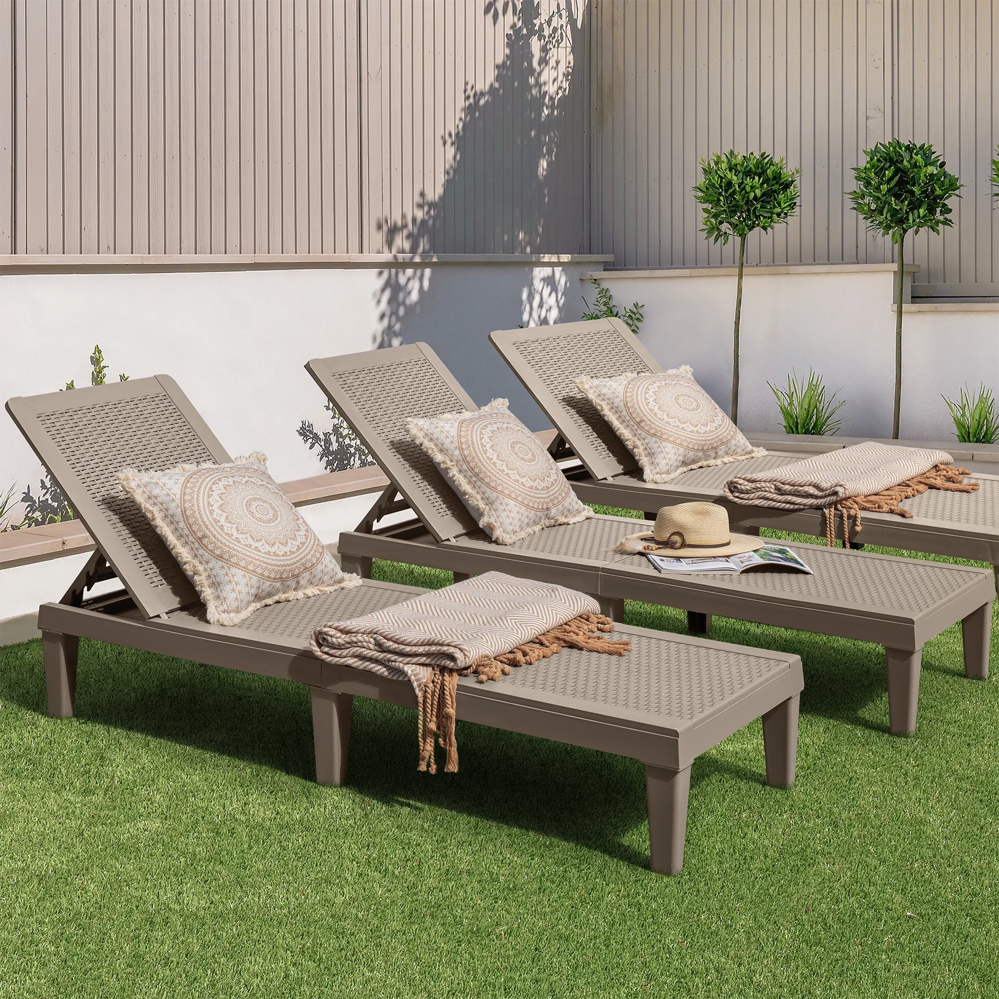 Homall 2 Pieces Patio Lounge Chair Outdoor Adjustable Chaise Lounge Chair, Dark Brown