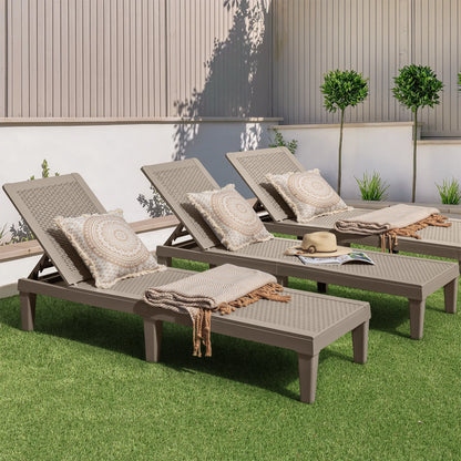 Homall 2 Pieces Patio Lounge Chair Outdoor Adjustable Chaise Lounge Chair, Dark Brown