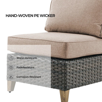 Grand Patio Outdoor Furniture, Patio Wicker Sectional Sofa Modular Furniture Set, Left Arm Sofa, Beige