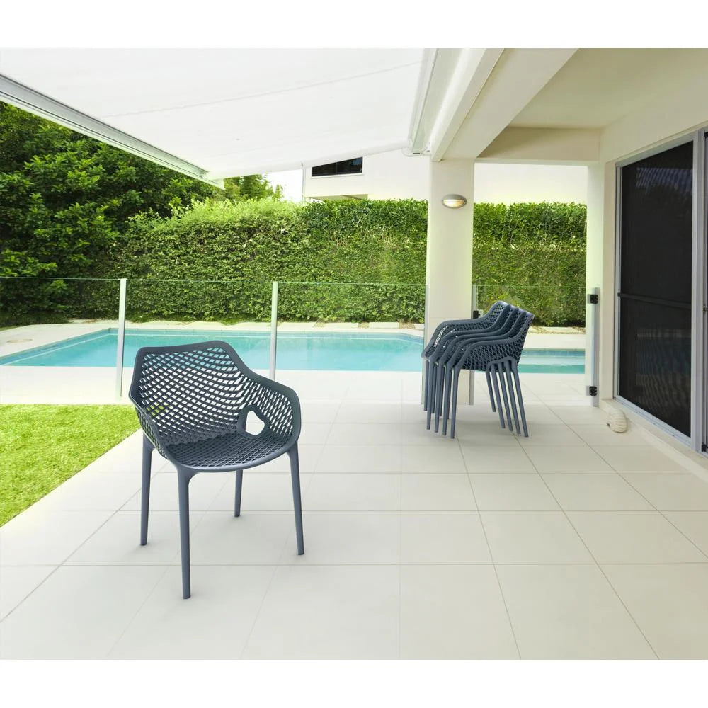 Compamia Air XL Outdoor Patio Dining Arm Chair in Dark Gray