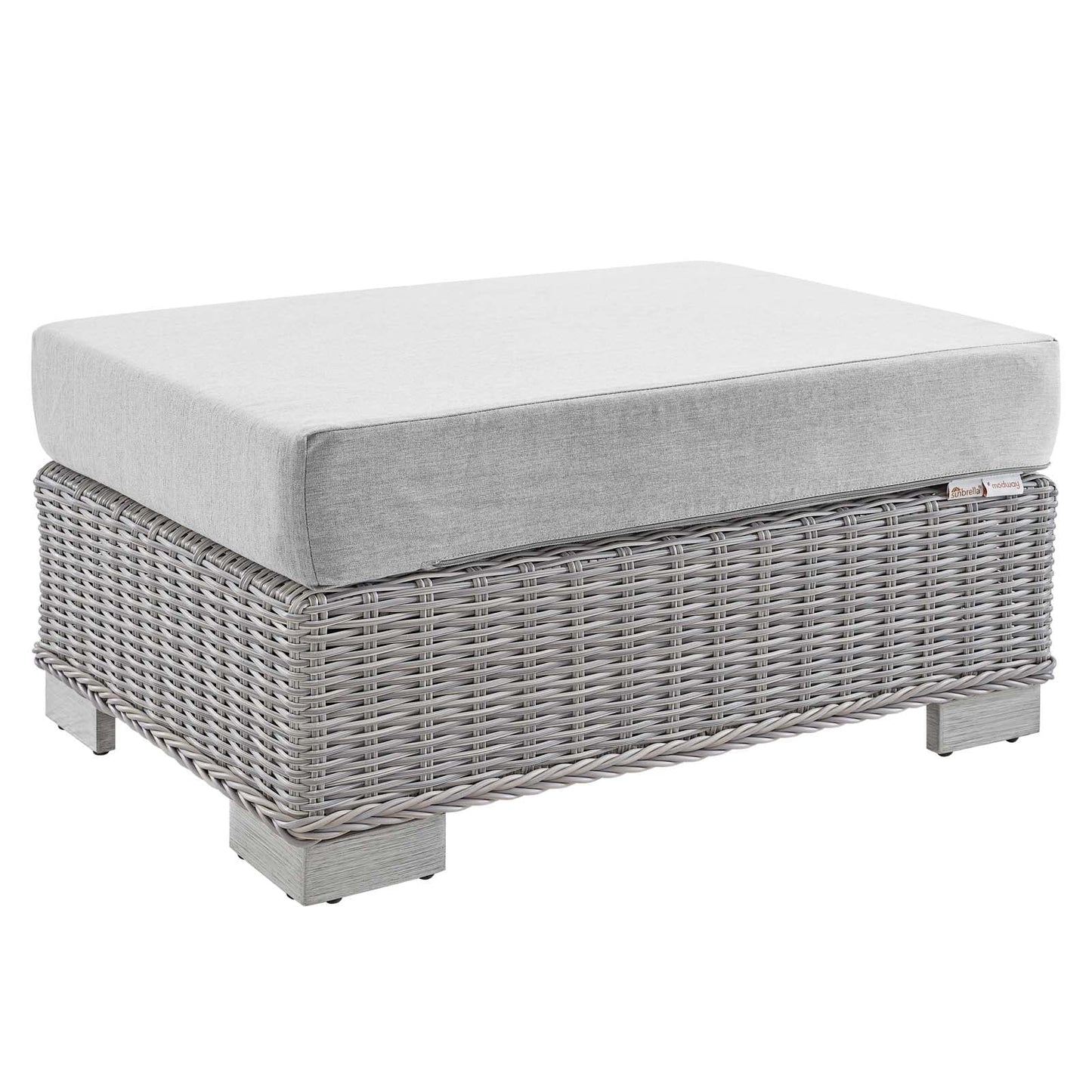 Modway Conway Sunbrella® Outdoor Patio Wicker Rattan 5-Piece Furniture Set in Light Gray Gray