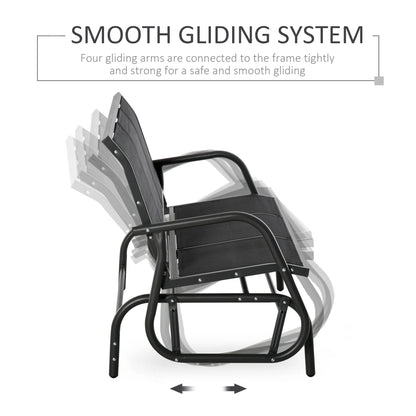 Outsunny Patio Glider Bench, Outdoor Porch Glider Swing with 3 Seats, Breathable Mesh Fabric, Metal Frame, Black