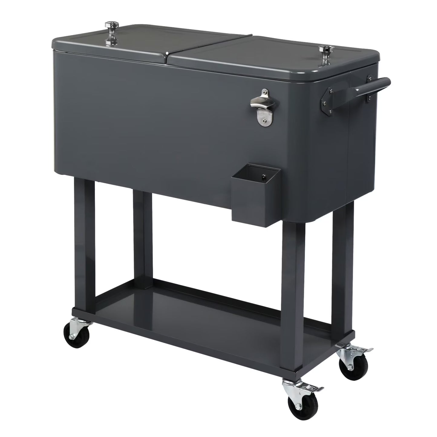 80Qt All-In-One Cooler Cart With Bottle Opener, Lower Storage Shelf and Cap Catcher, Outdoor Party Rolling Cooler With Lockable Wheels For Pool Side, Patio, Balcony, Mint(33.07 x 15.16 x 35.83)"
