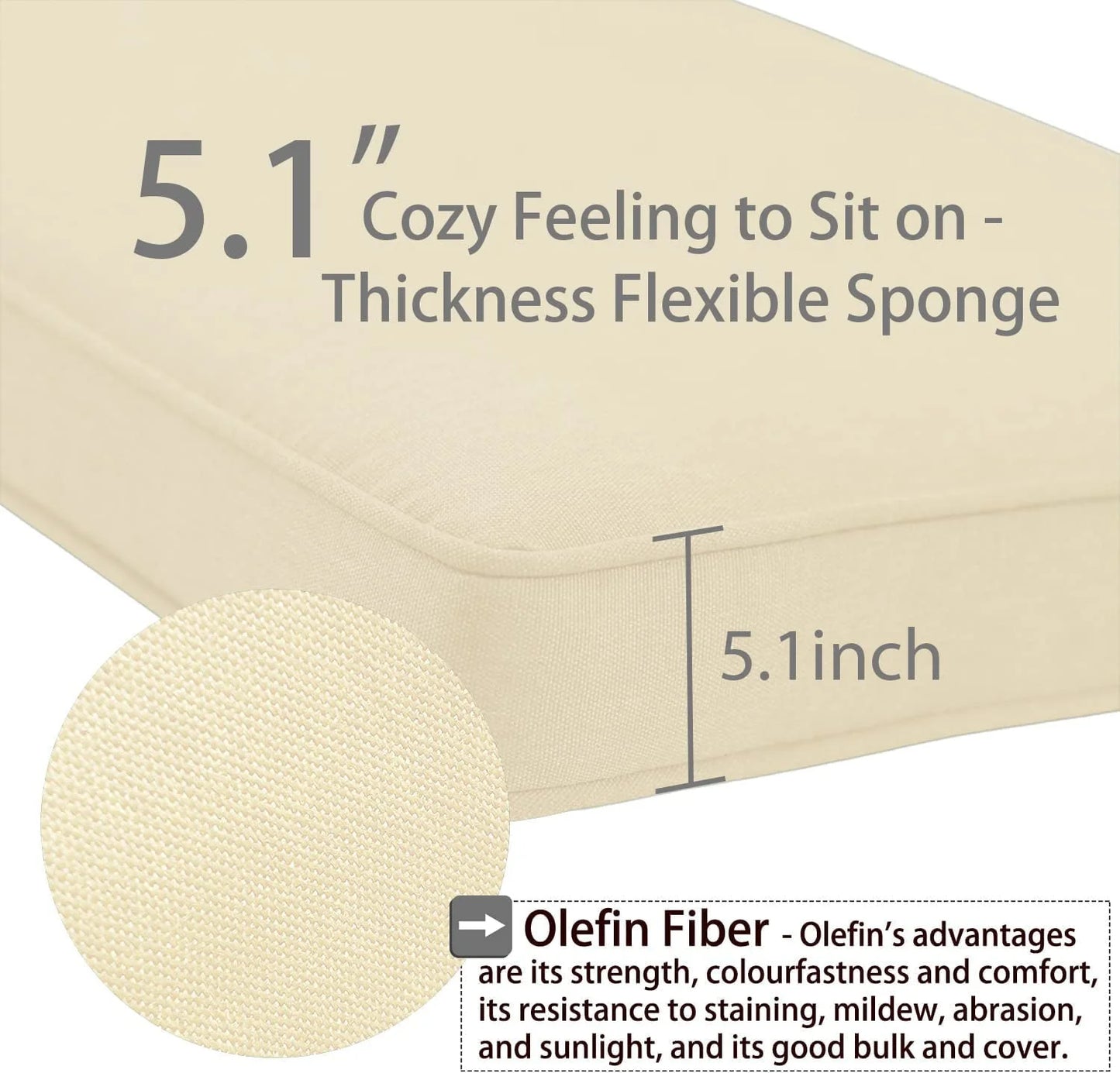 Aoodor 25 x 25 Patio Furniture Outdoor Deep Seat Cushion Beige(2 Back 2 Seater 2 Pillow )