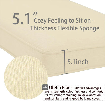 Aoodor 25 x 25 Patio Furniture Outdoor Deep Seat Cushion Beige(2 Back 2 Seater 2 Pillow )
