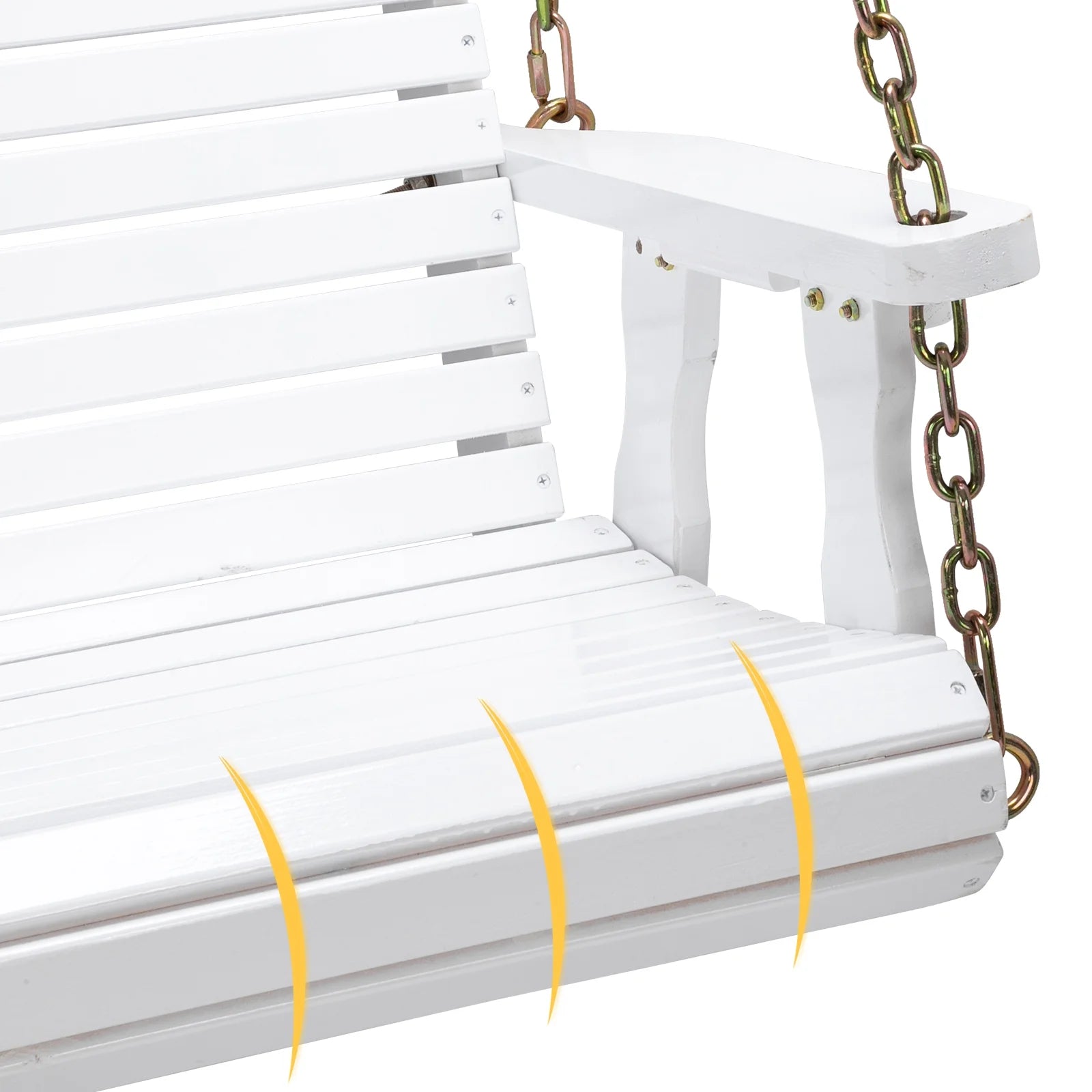 Ktaxon Patio Wooden Porch Swing for Courtyard & Garden, Heavy Duty 880 LBS Swing Chair Bench with Hanging Chains for Outdoors (White, 4 FT)