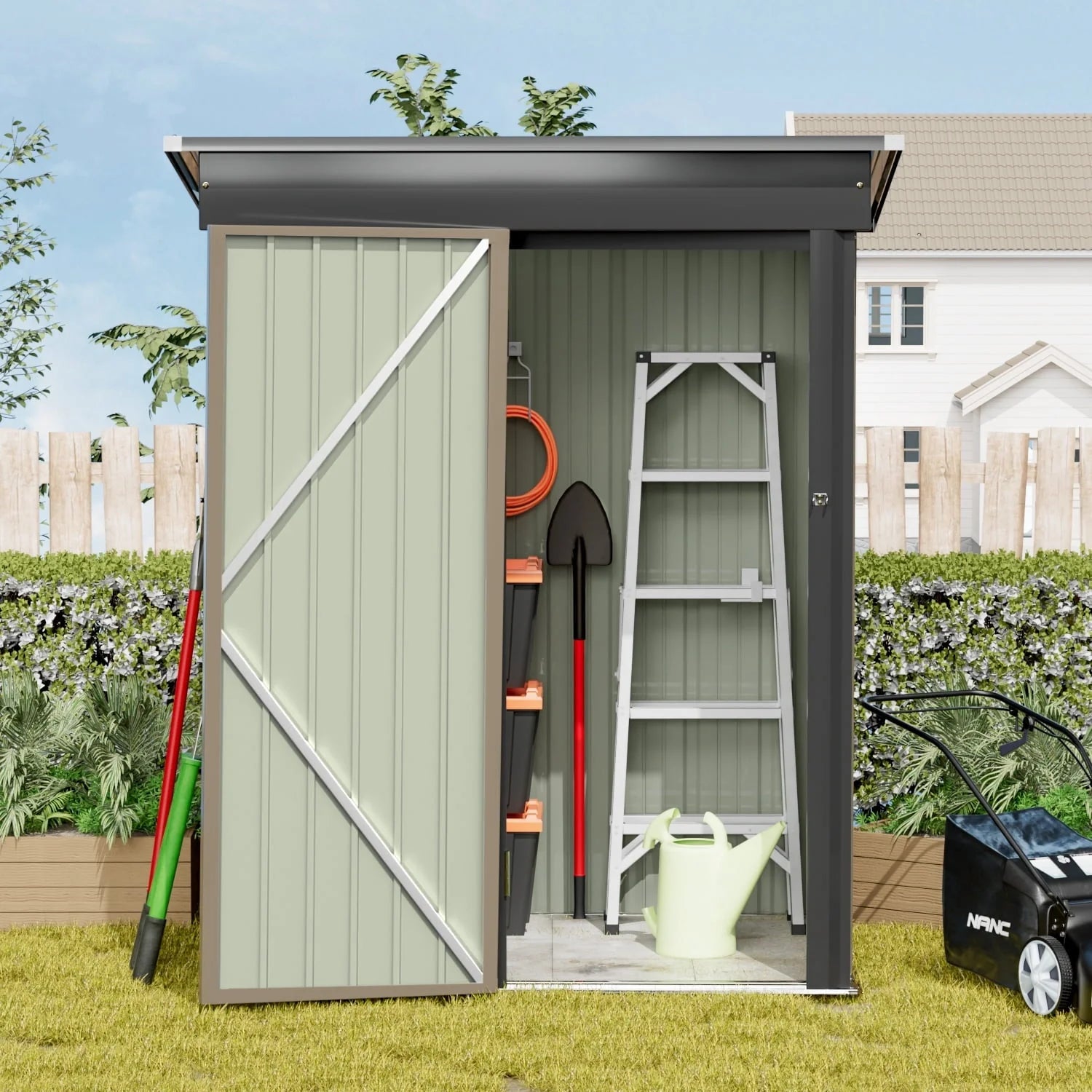 Devoko 5×3 ft.Patio Metal Shed, Lockable Garden Shed for Outdoor Backyard Patio Storage