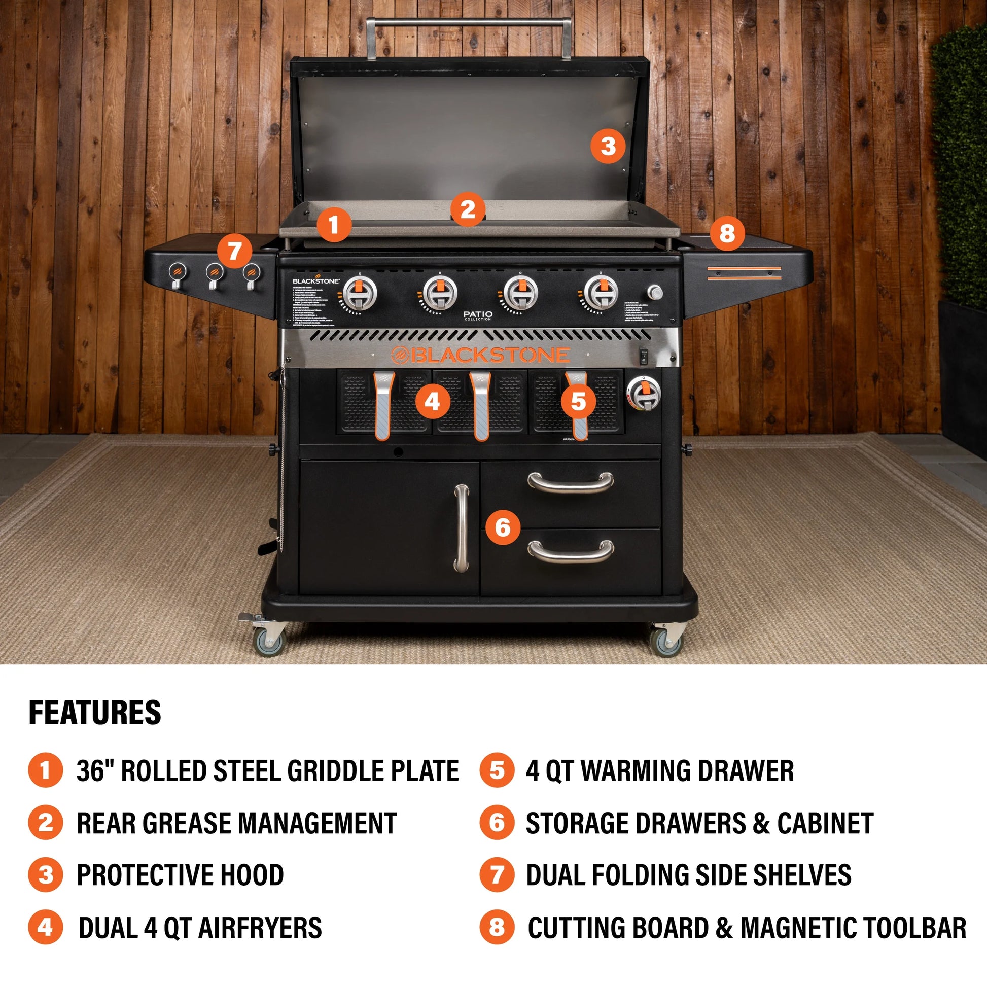 Blackstone Patio Series 4-Burner 36" Griddle with Air Fryer