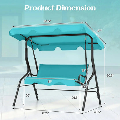 Spaco Outdoor Porch Swings,Hanging Porch Swings,3 Seat Outdoor Patio Canopy Swing with Cushioned Steel Frame-Blue