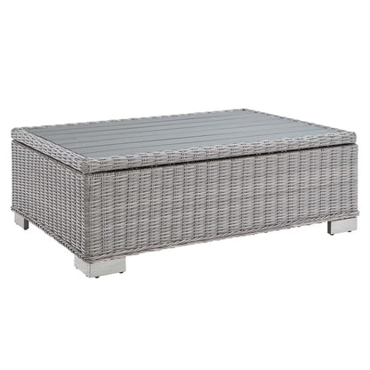 Modway Conway 45" Outdoor Patio Wicker Rattan Coffee Table in Light Gray