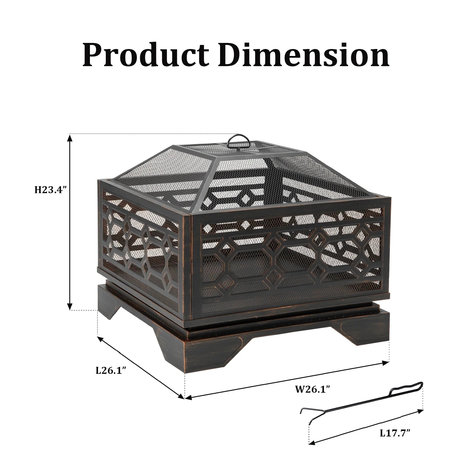 MistMo 26? Square Wood Burning Fire Pit for Outdoor Patio Garden