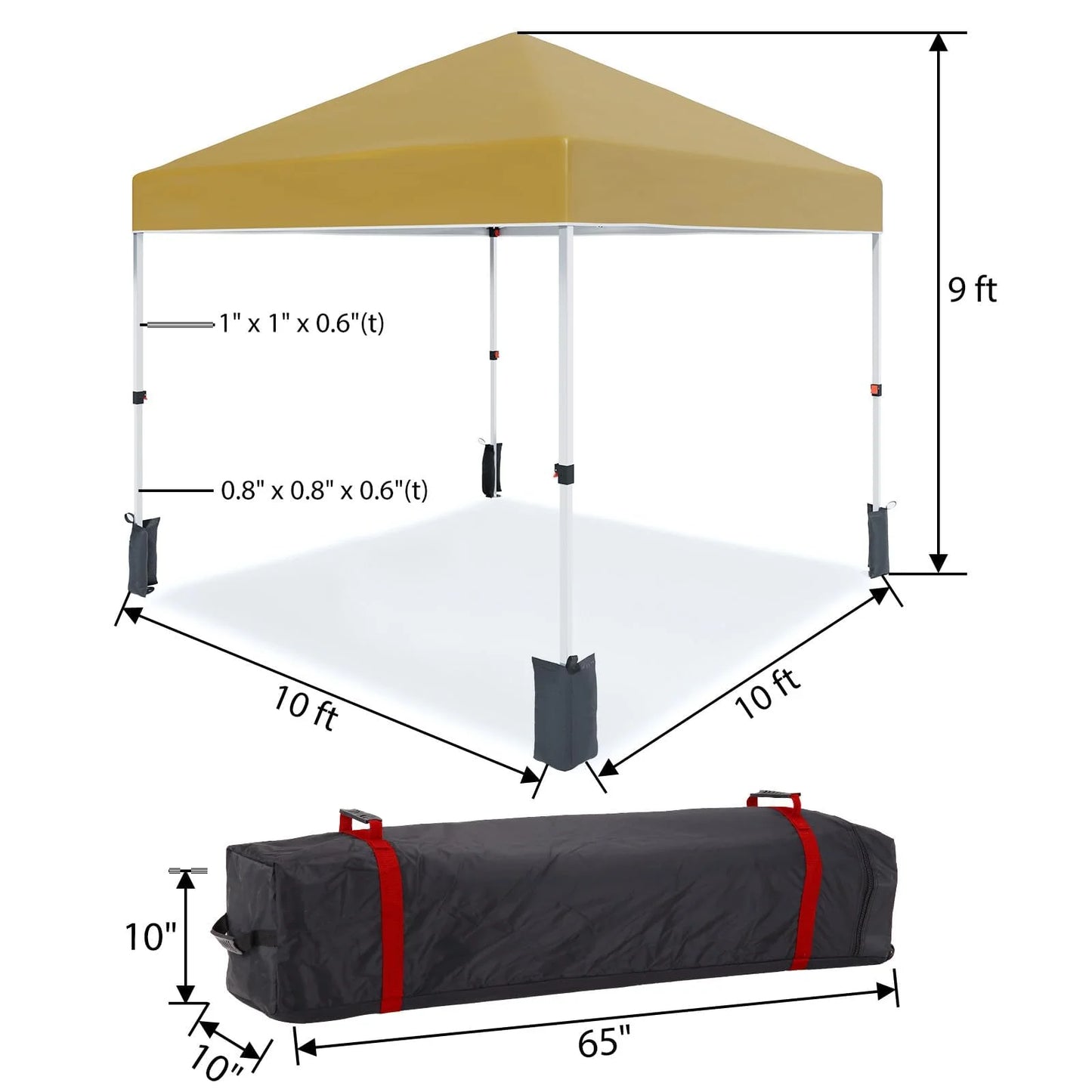 Luku 10x10ft Instant Pop-Up Canopy Tent with Patented Center Lock System, Portable Wheeled Carry Bag, Adjustable Height Straight Legs for Outdoor, Garden, Market, Patio, Yard