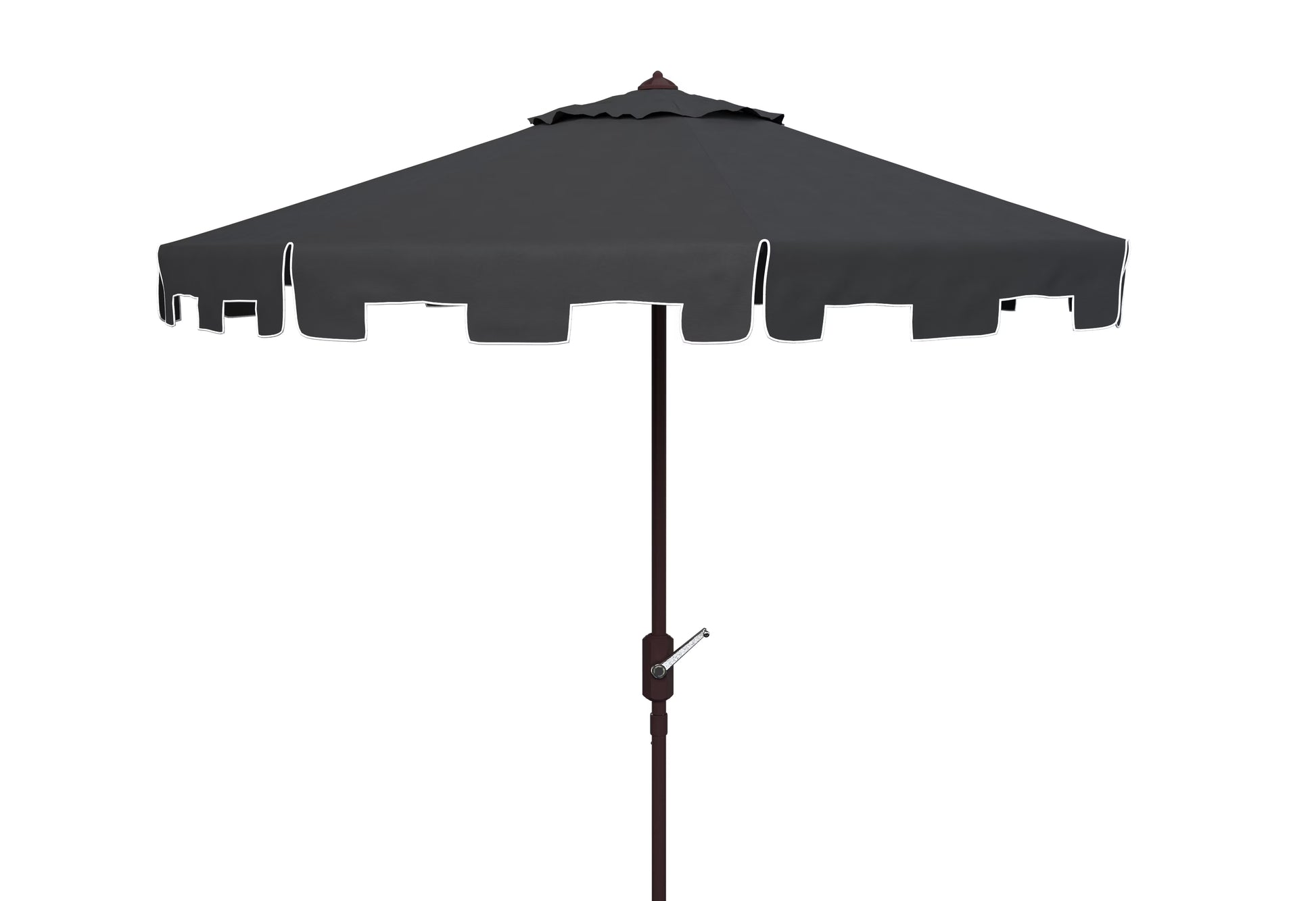SAFAVIEH Zimmerman 11' Market Crank Round Patio Umbrella, Baby Blue/White