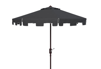 SAFAVIEH Zimmerman 11' Market Crank Round Patio Umbrella, Baby Blue/White
